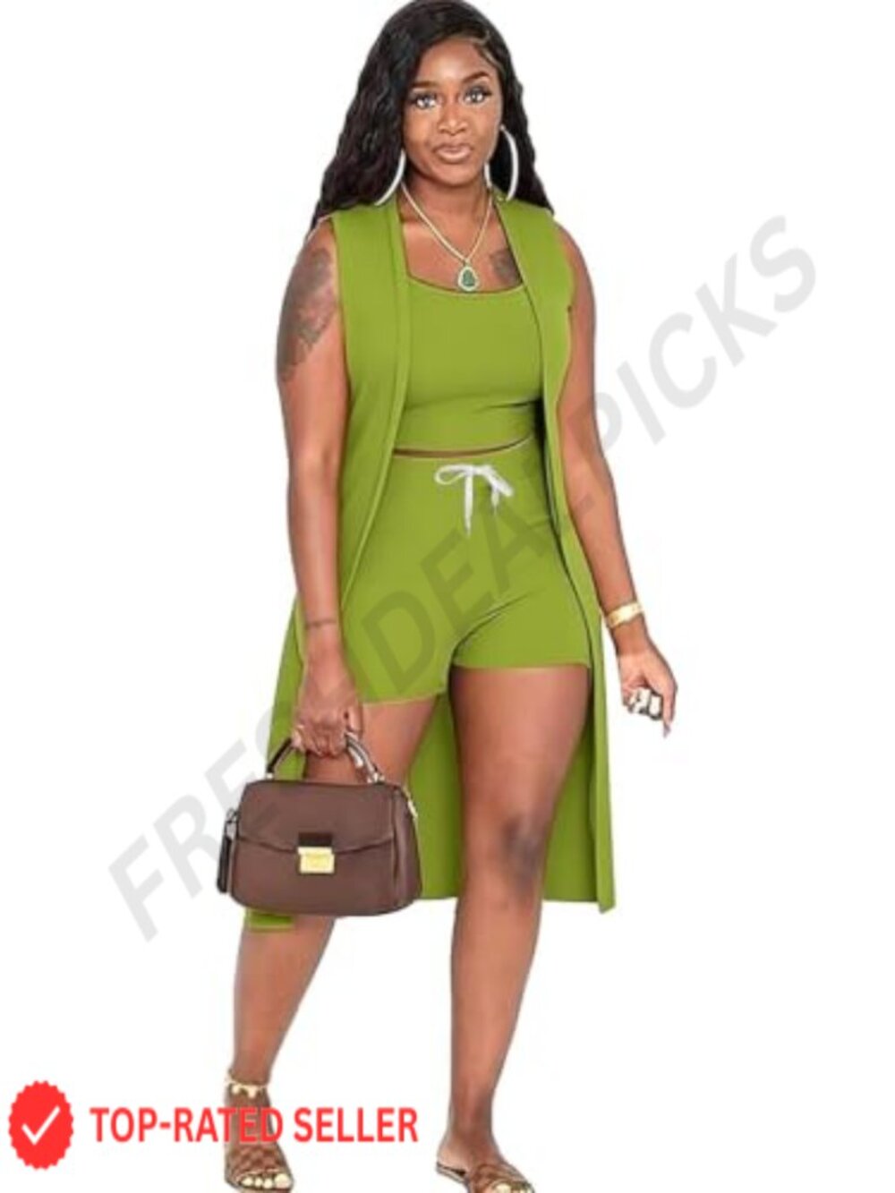 Women's Lounge 3-Piece Shorts Set with Cardigan & Camisole - Summer Travel